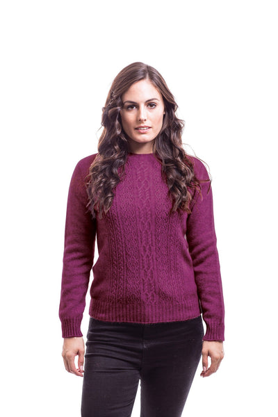 Possum Merino Crew Neck Jersey with Lace Detail
