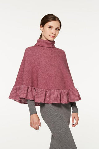 Possum Merino Roll Neck Ruffle Poncho
