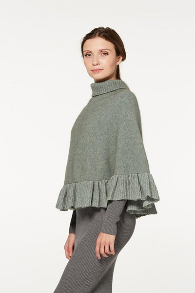 Possum Merino Roll Neck Ruffle Poncho