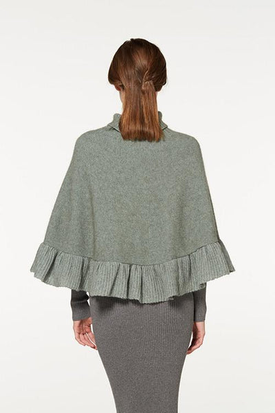 Possum Merino Roll Neck Ruffle Poncho