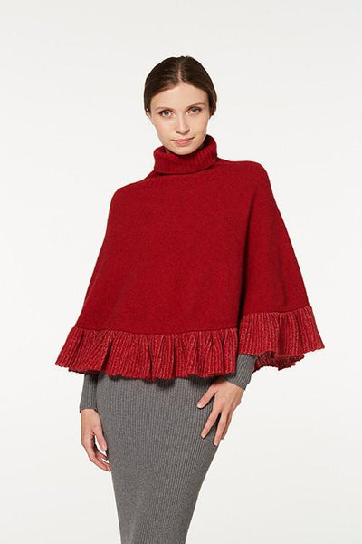 Possum Merino Roll Neck Ruffle Poncho