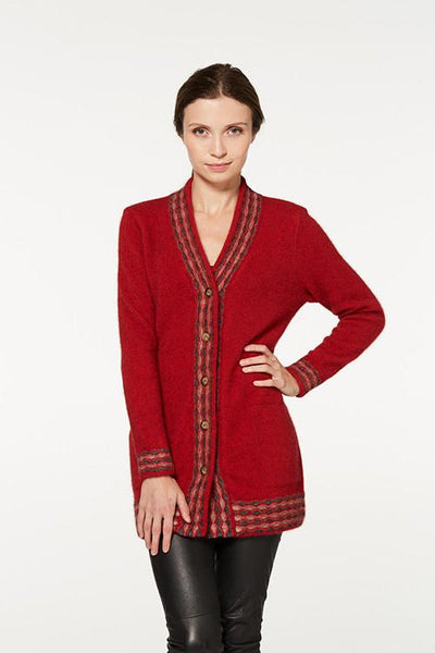 Possum Merino Wave Trim Longline Cardigan