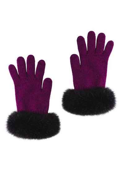 Possum Merino Fur Trim Glove Berry