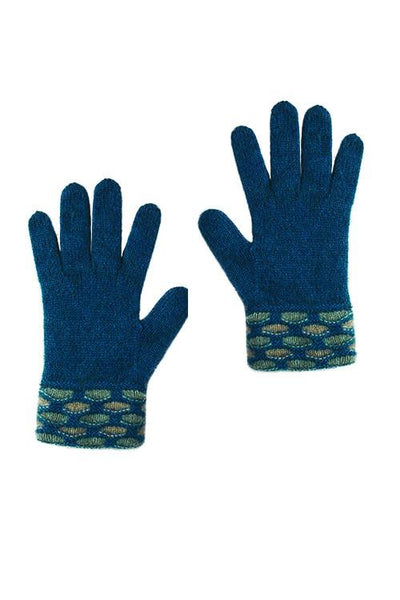 Possum Merino Wave Trim Glove Teal