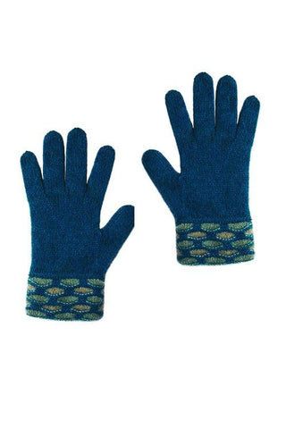 Possum Merino Wave Trim Glove Teal