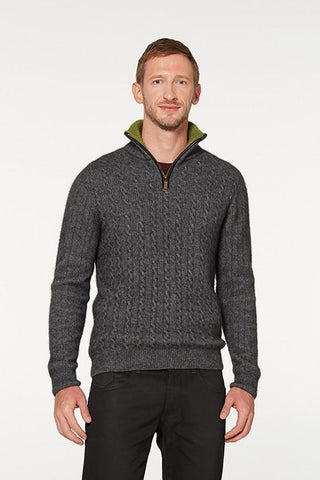 Possum Merino Jersey with Contrast Trim Pewter Lime