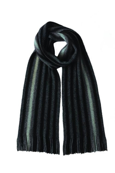 Possum Merino Wide Offset Stripe Scarf Mocha Stripe
