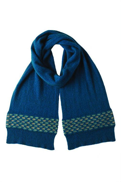 Possum Merino Wave Trim Scarf Teal