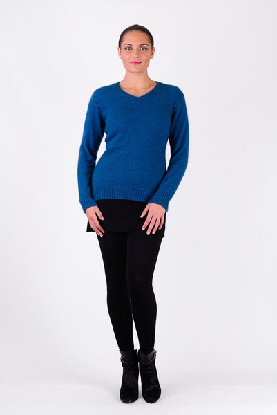 Possum Merino Rib Detail V-Neck Jersey