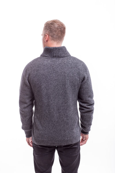 Possum Merino Shawl Collar Sweater with Short Zip